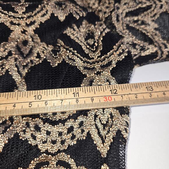 Alt B Womens Small Peplum Top Metallic Lace Romantic Soft Glam Dark Feminine - Picture 9 of 11